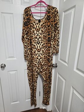 Leg Avenue Leopard Print Jumpsuit - Brown & Black